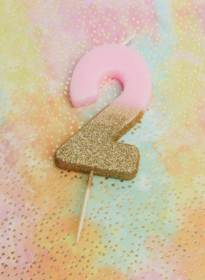 Glitter Number 2 Candle
