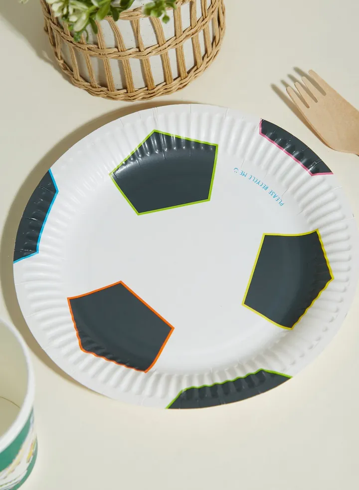 Party Champions Football Round Paper Plate 18Cm/7", 12Pk.