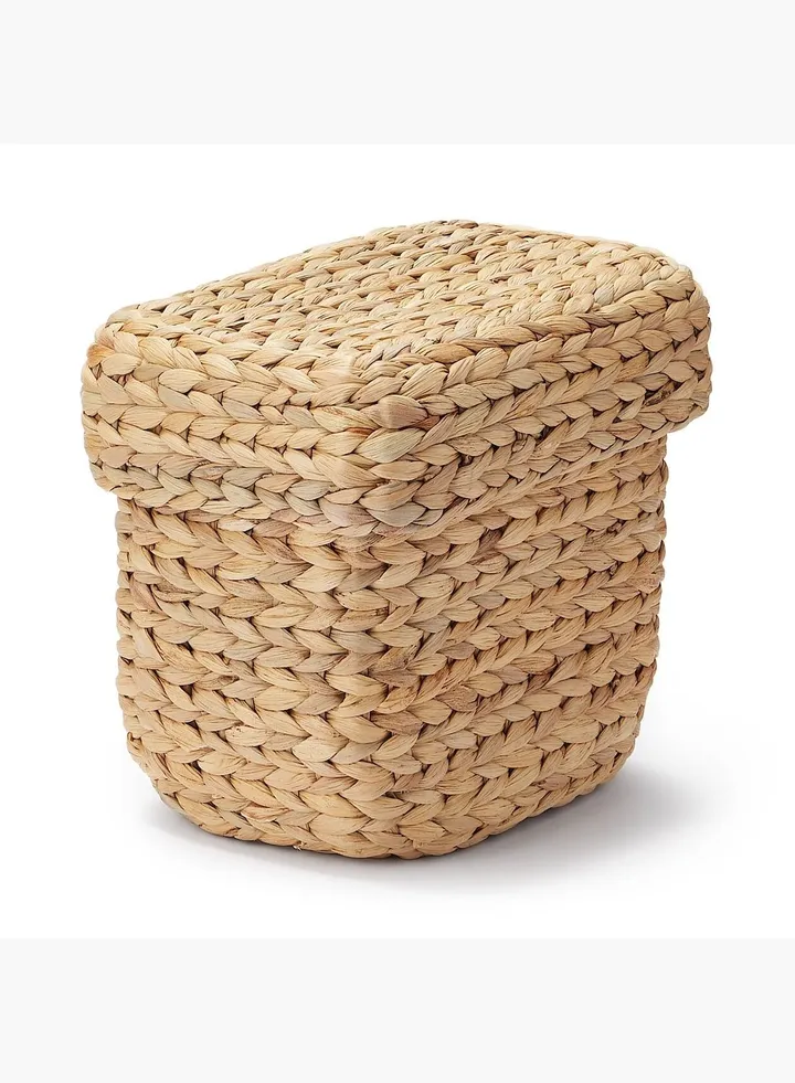 Water Hyacinth Basket Rectangle Basket With Lid ,Large Half , W 20 x D 26 x H 25 cm