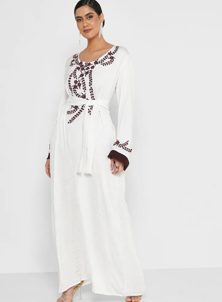 Embellished Belted Jalabiya