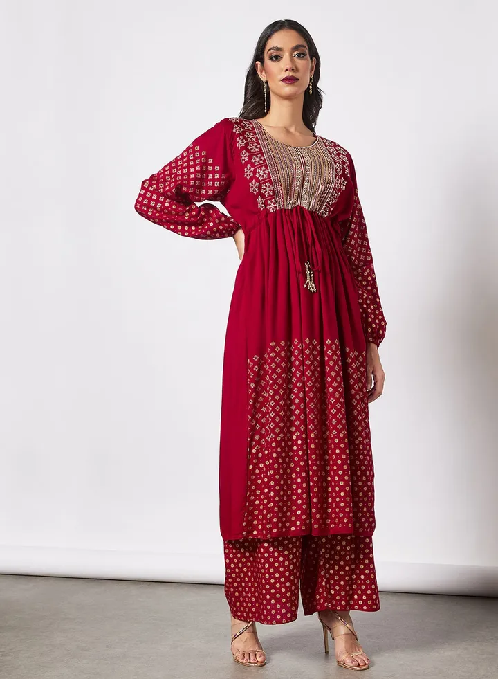 Modest Set Of Jalabiya With Pants And Sheila