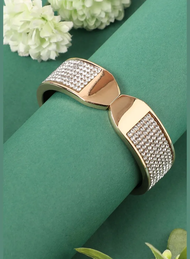 Gold Plated Designer Stone Party Wear Bracelet For Women