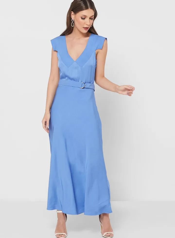 V-Neck Knitted Dress