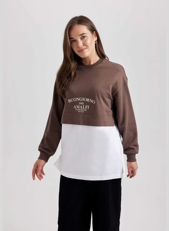 Woman Bike Neck Knitted Long Sleeve Tunic