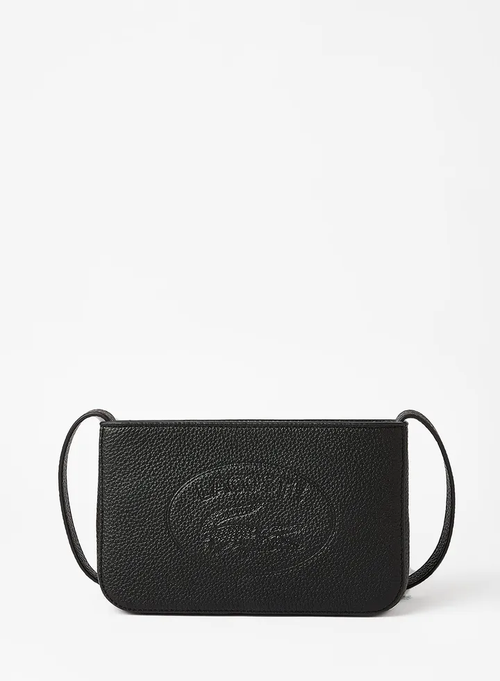 Croco Leather Baguette Bag Black