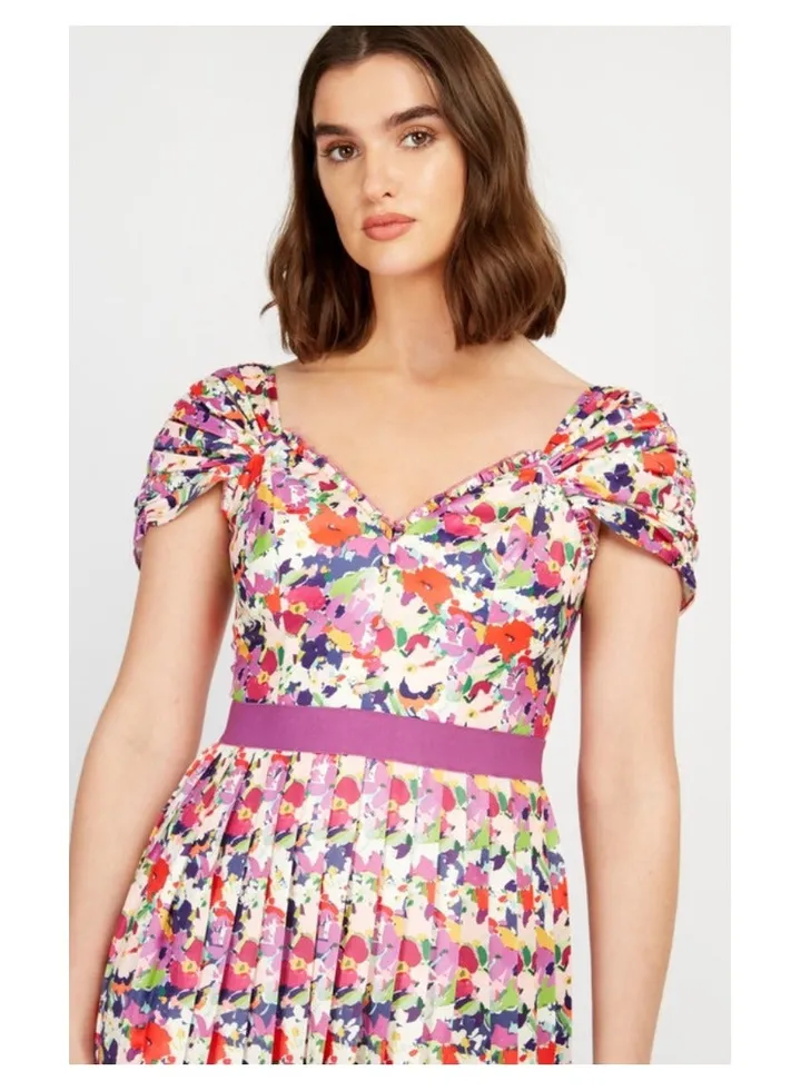 Little Mistress Floral Pleat Midaxi