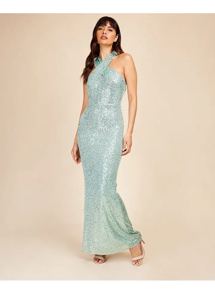 Little Mistress Mint Sequin Maxi