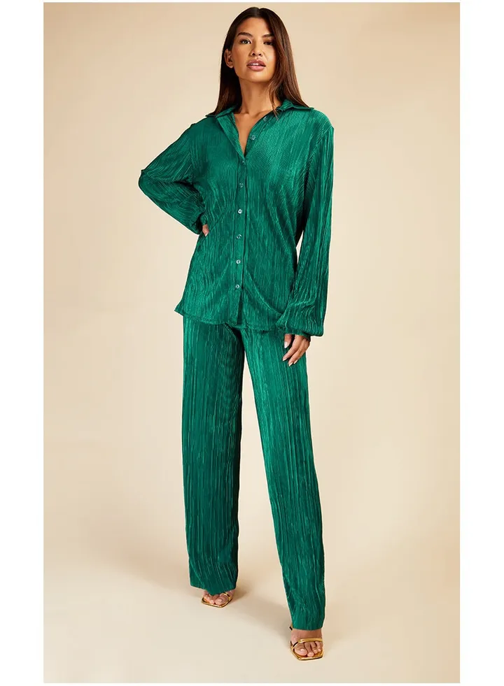 Little Mistress GREEN PLISSE SHIRT