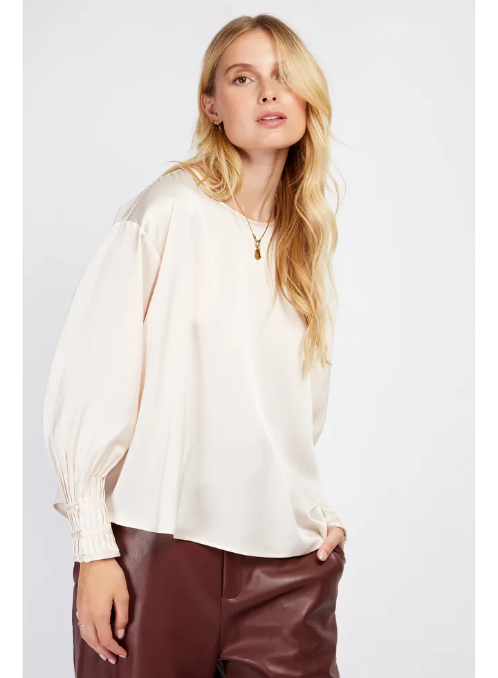 Little Mistress Cream Satin Top