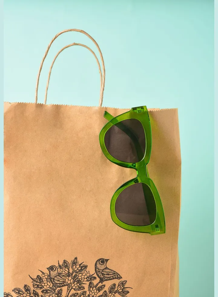 Women Black Lens Green Butterfly Sunglasses