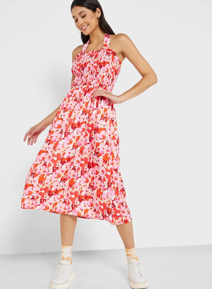 Strappy Printed Dress