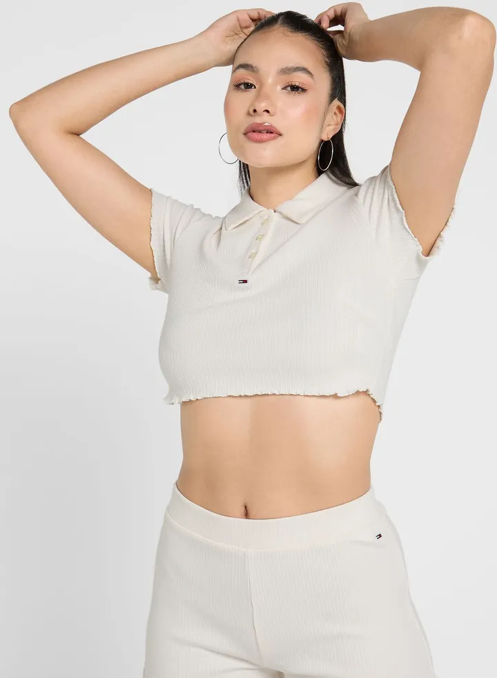 Polo Neck Crop T-Shirt