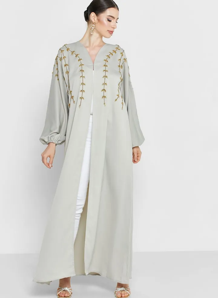 V-Neck Embellished Abaya