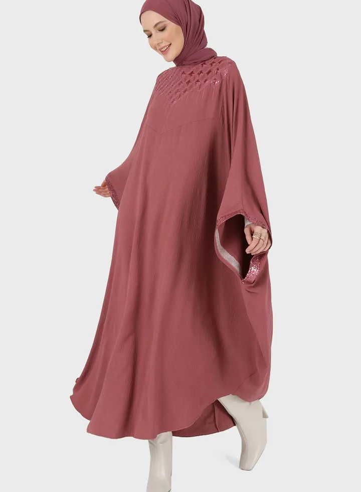 Embroidered Cape Sleeve Abaya