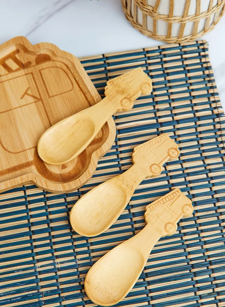 Bamboo Fire Engine Spoons - Set Of 3