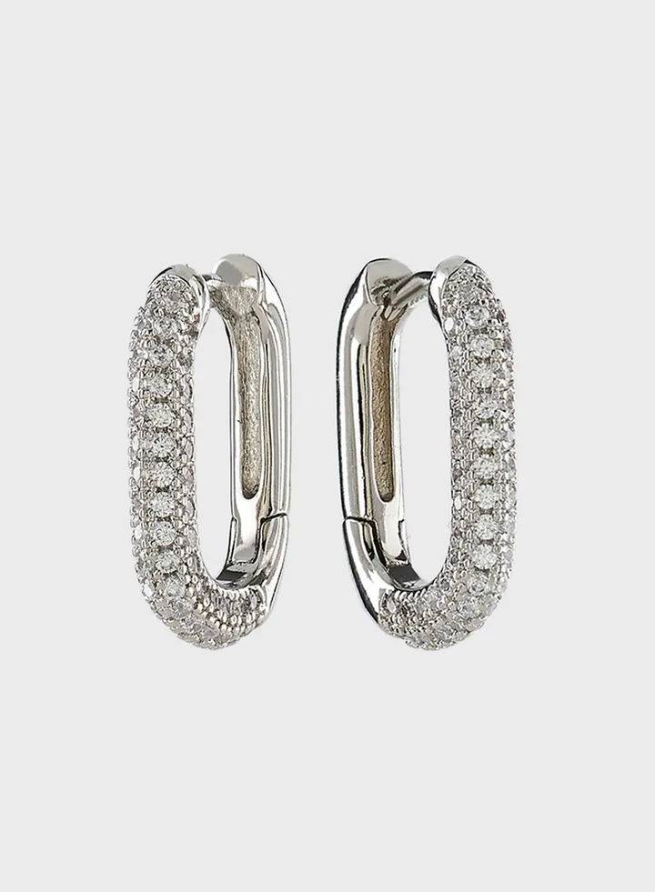 Pave Chain Cuff Earrings