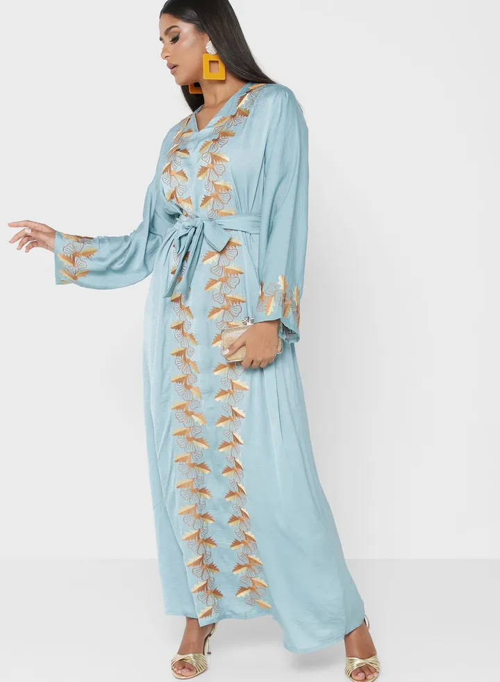 Embroidered Belted Jalabiya