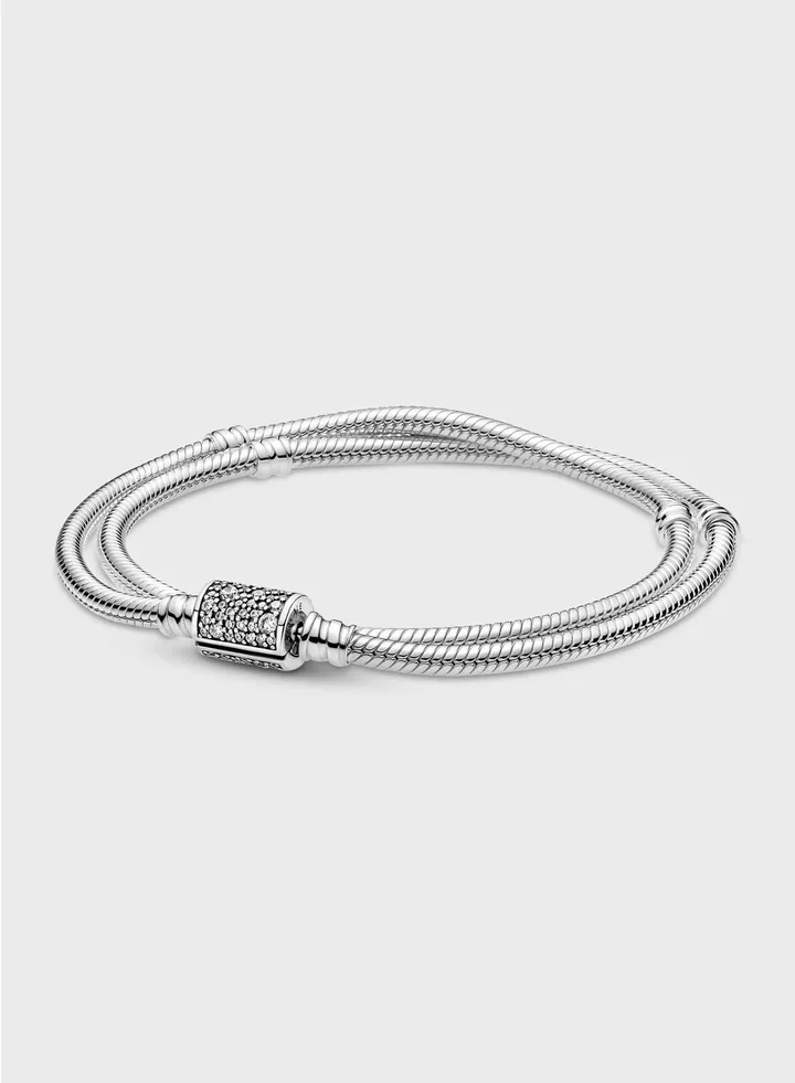 Pandora Moments Double Wrap Barrel Clasp Bracelet