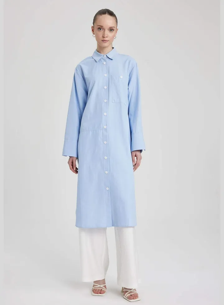Woman Woven Long Sleeve Tunic