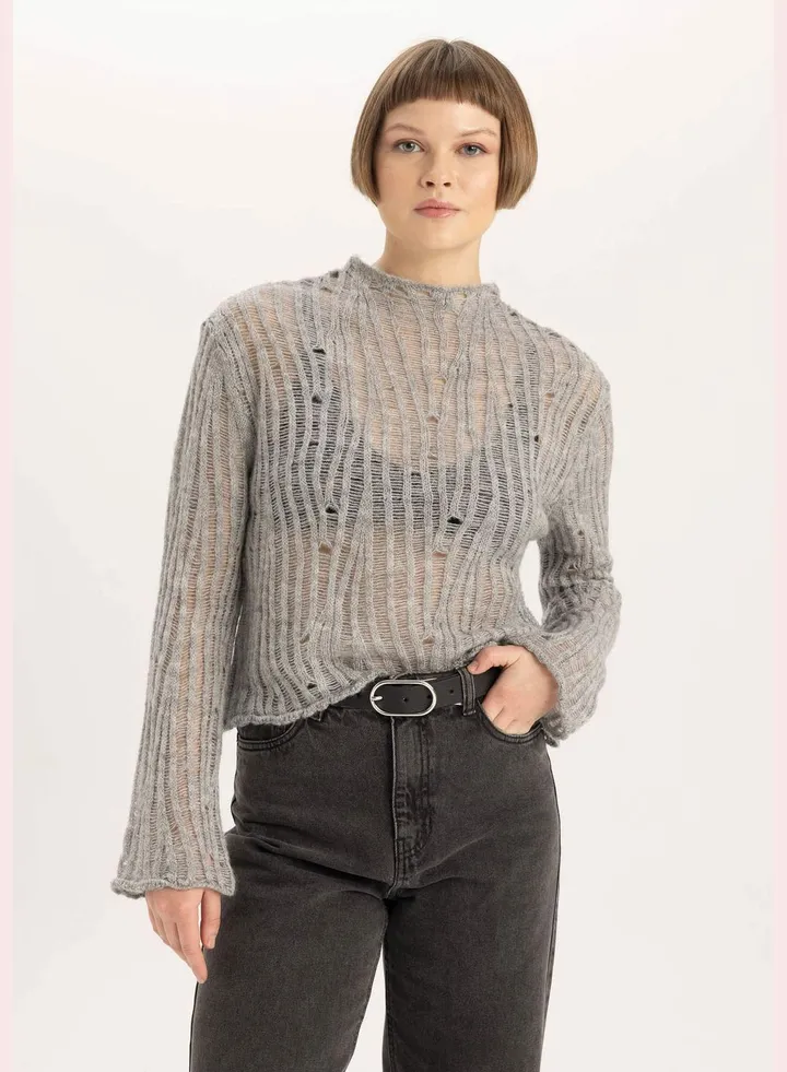 Woman Long Sleeve Tricot Pullover