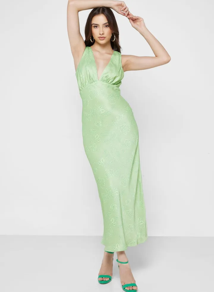 Plunge Neck Knitted Dress