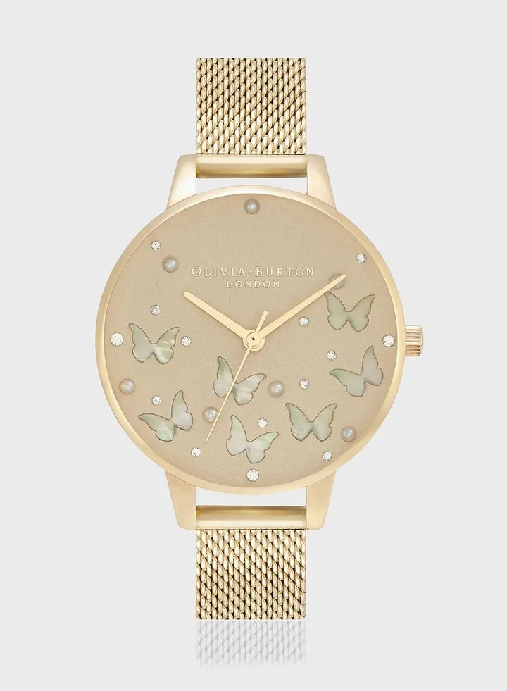 Sparkle Butterfly Steel Strap Analog Watch