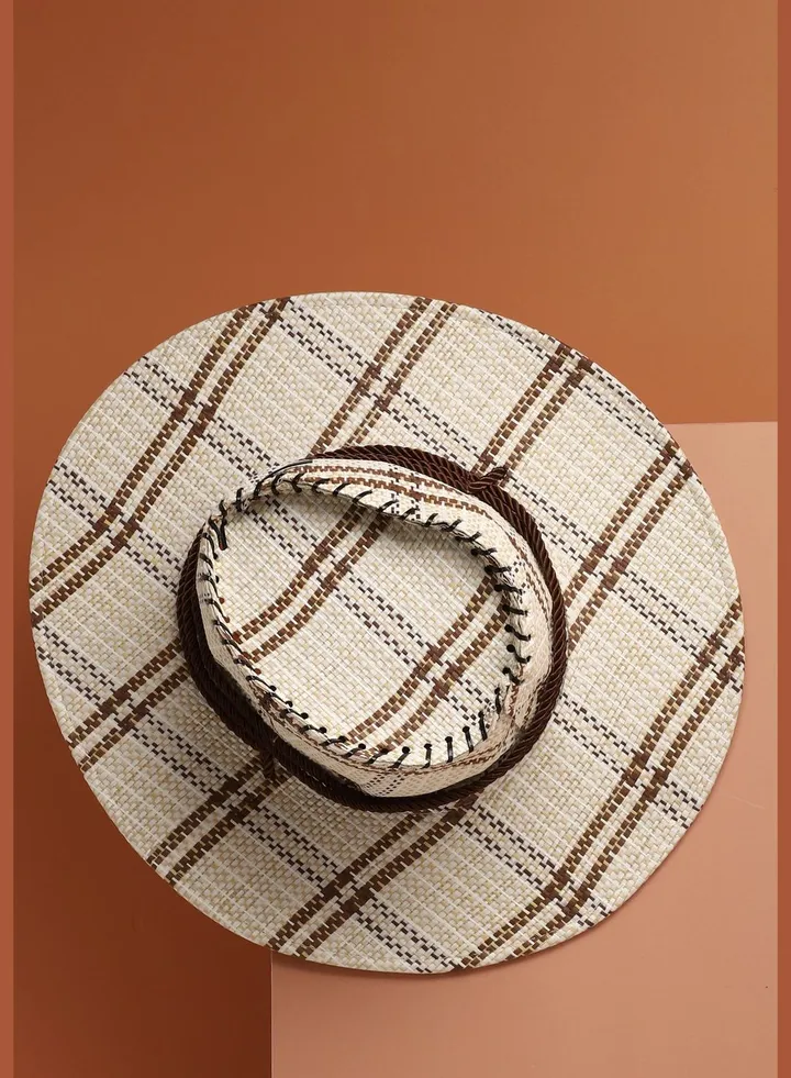 Casual Checkered Cowboy Hat For Women