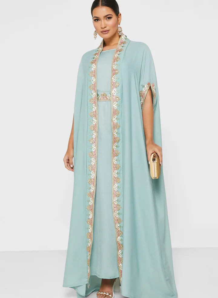 Embellished Moroccan Cape sleeve Dress