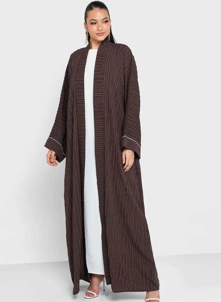 Striped Piping Detail Abaya