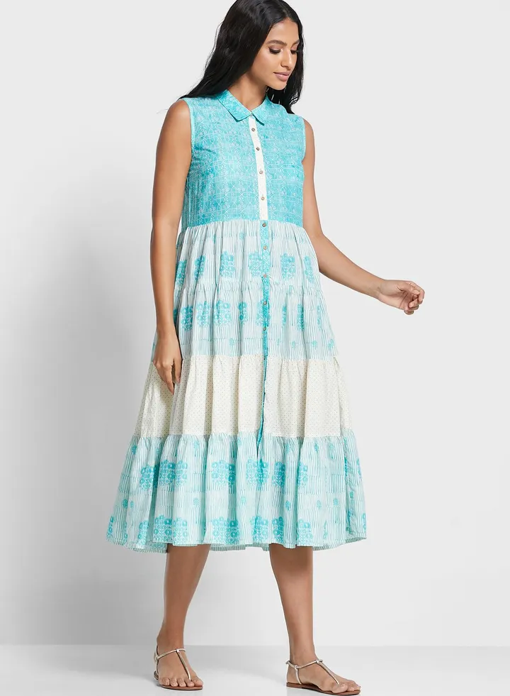 Printed Tiered Dress