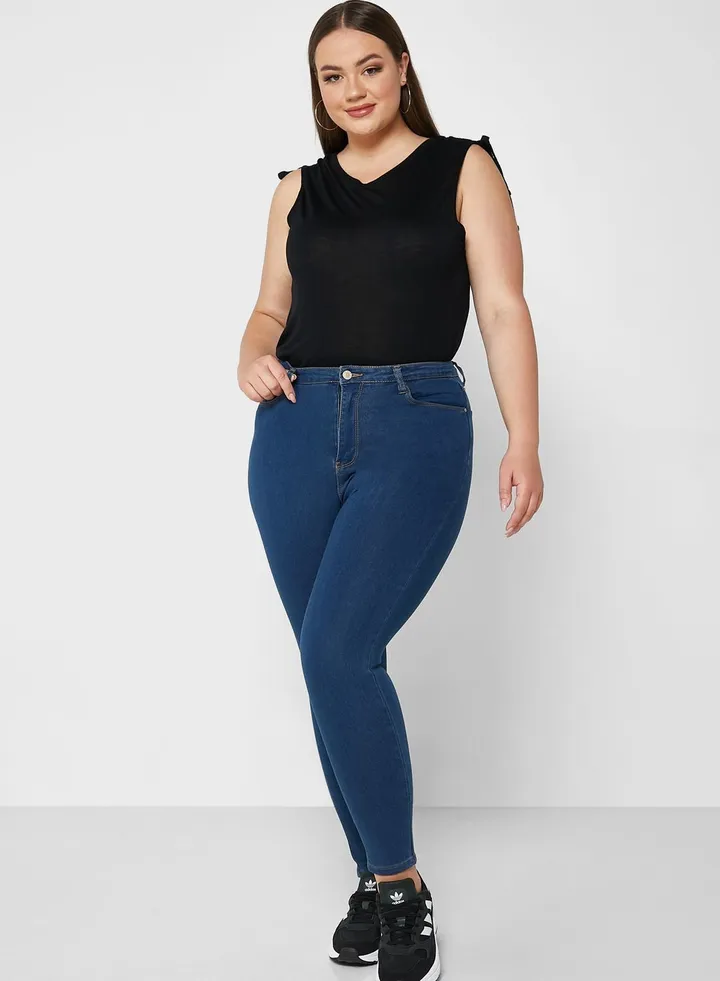 High Waist Pocket Detail Skinny Jeans