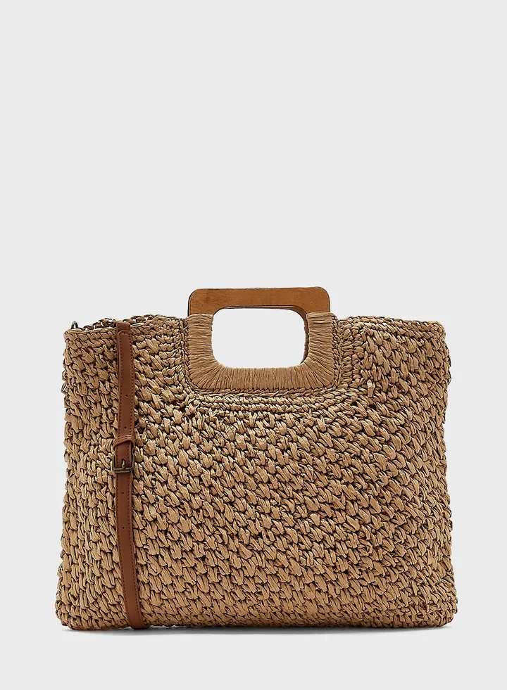 Wooden Handle Tote Bag