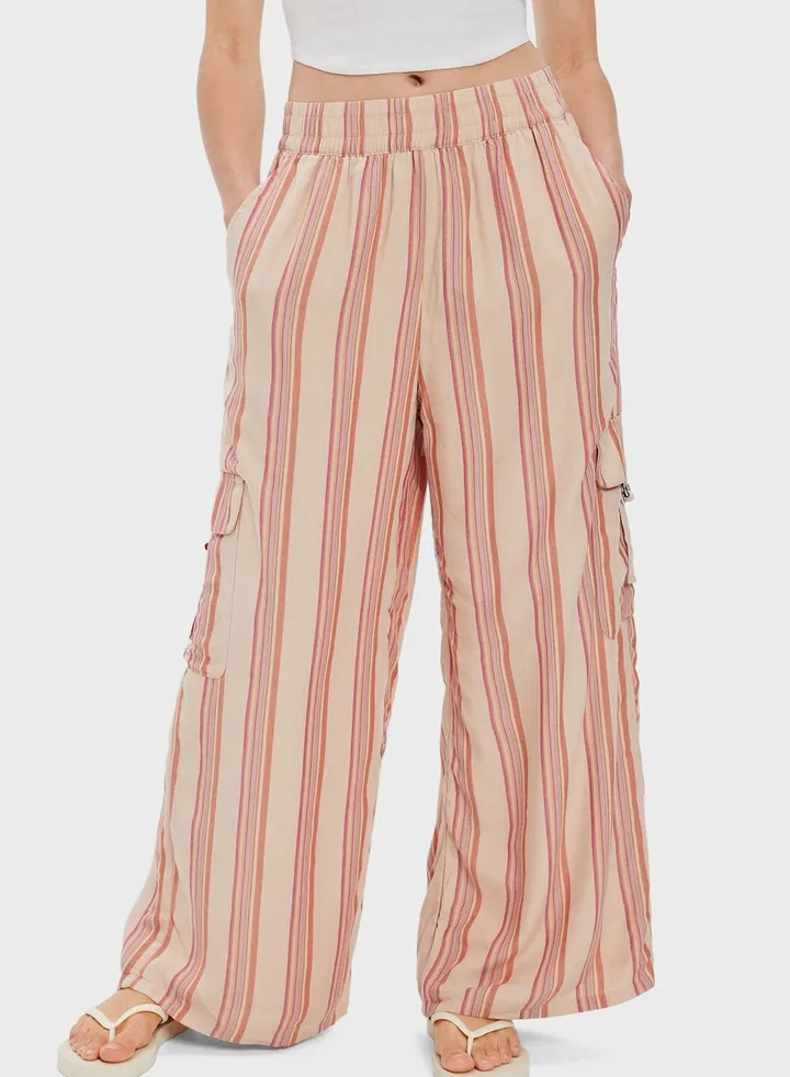 High Waist Striped Detail Pants