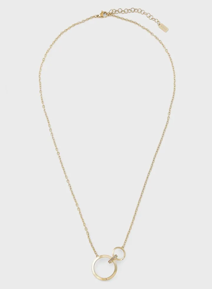 Ionic Gold Stainless Steel With Crystal Necklace