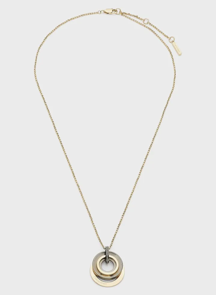 Ionic Plated Grey 6 Steel & Ionic Thin Gold Plated 6 Steel W Necklace
