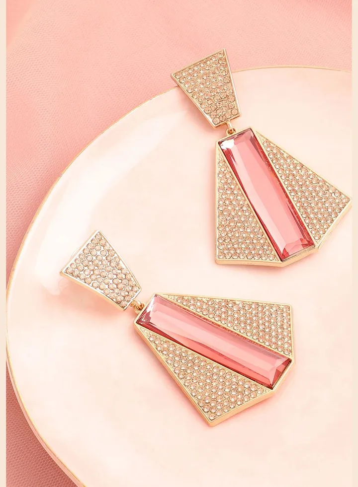 Gold Plated Designer Stone Party Drop Earring For Women