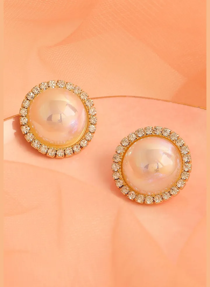 Gold Plated Party Pearls Stud For Women
