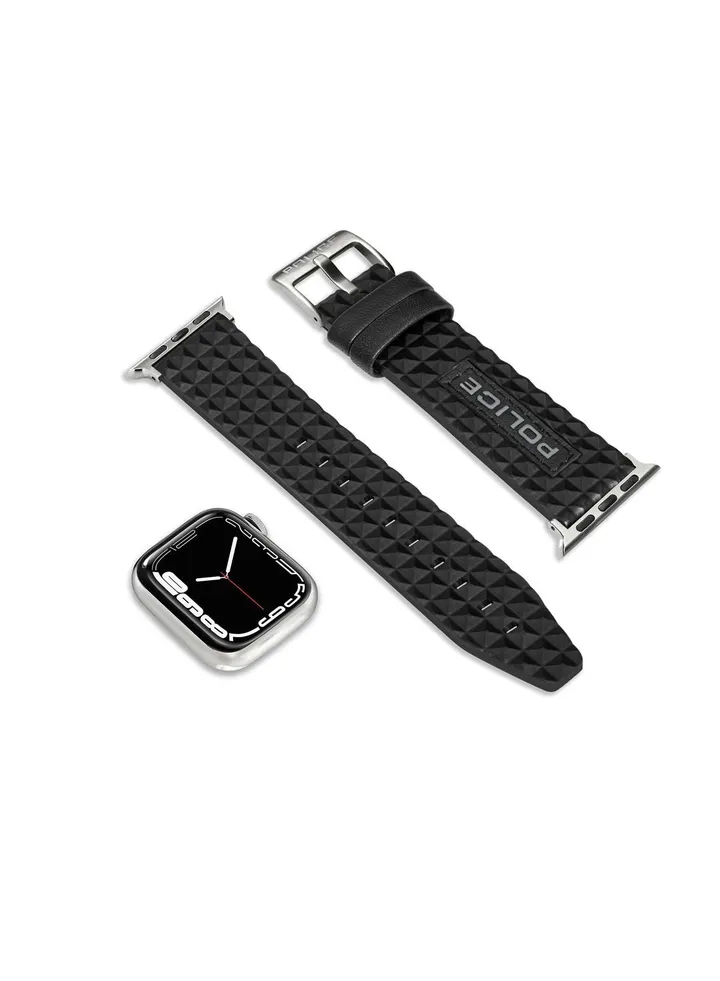Police Pyramid Black Leather Watch Straps