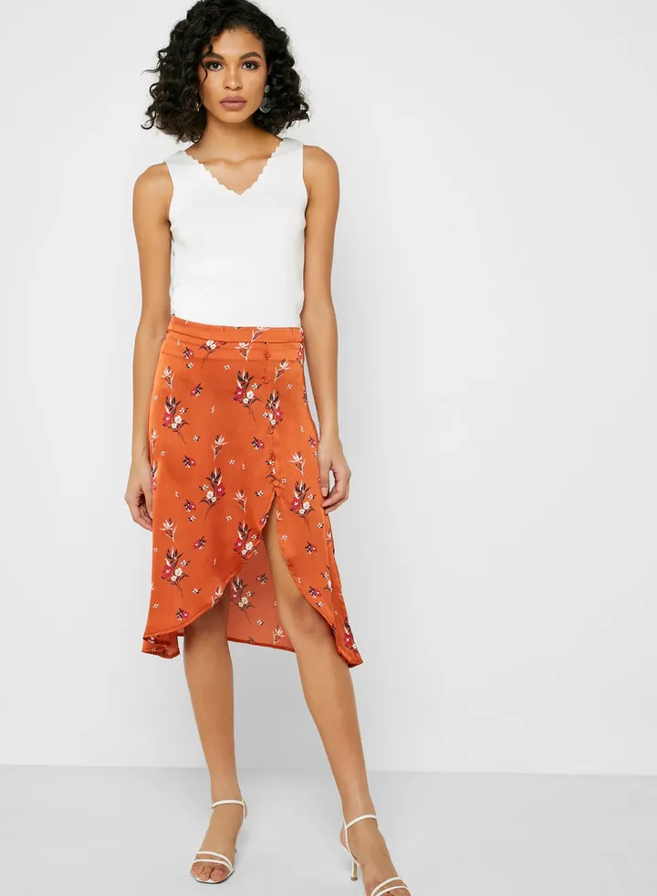 Floral Print Midi Skirt