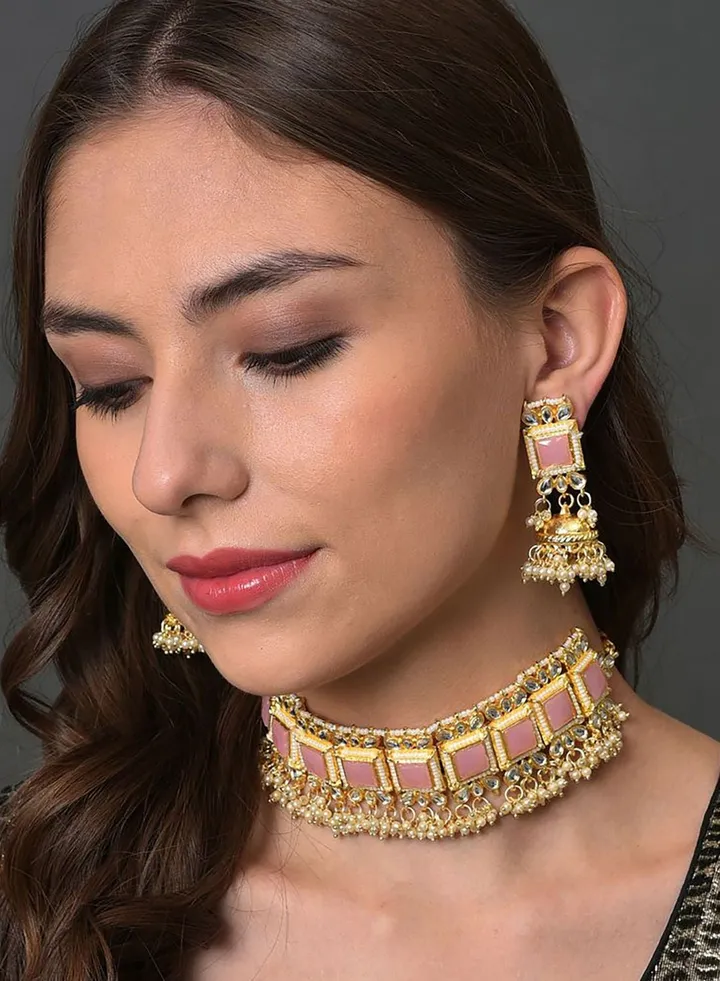 Kundan Pearl Gold Plated Necklace Set