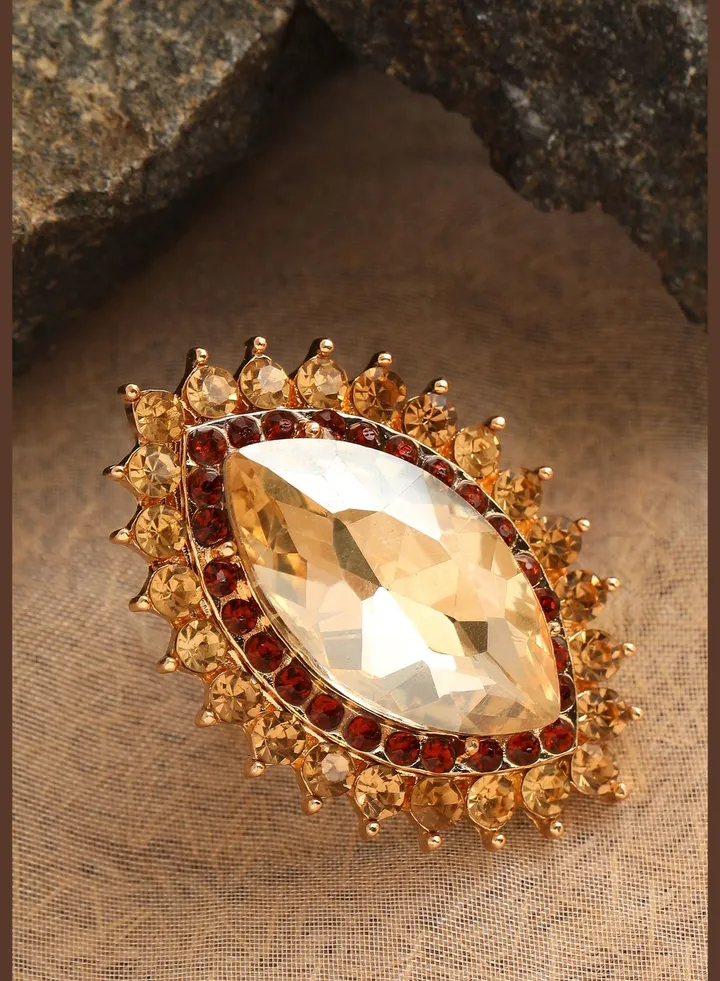 Gold Plated Party Designer Stone Ring For Women