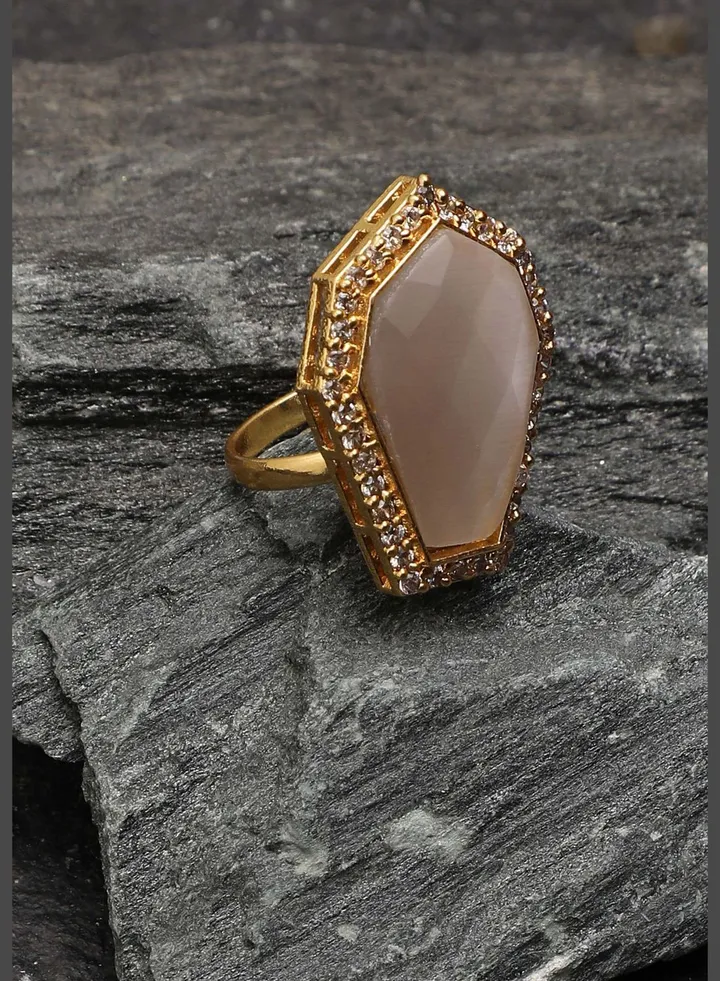 Gold Plated Designer Stone Ring