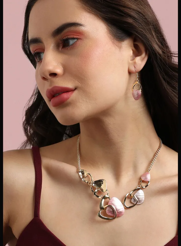 Gold Plated Designer Party Wear Necklace and Earring Set For Women