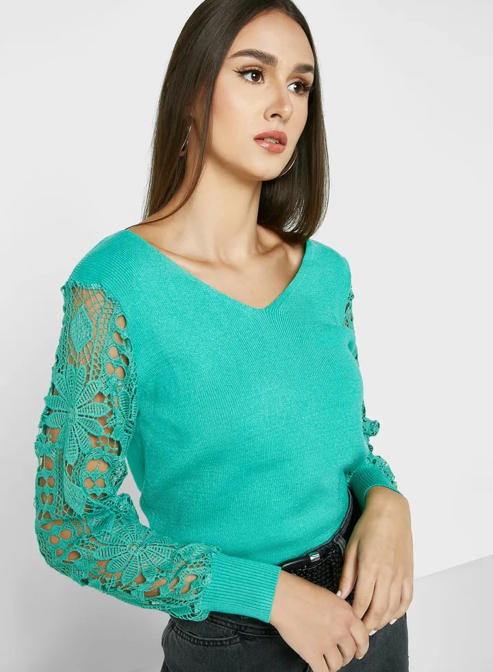 Lace Sleeve Detail Sweater