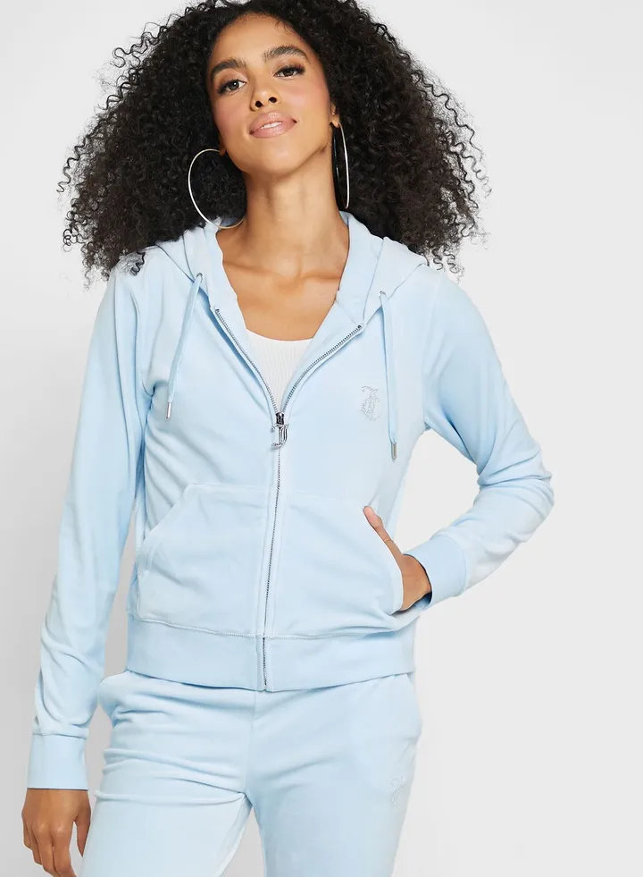 Logo Zip Through Hoodie