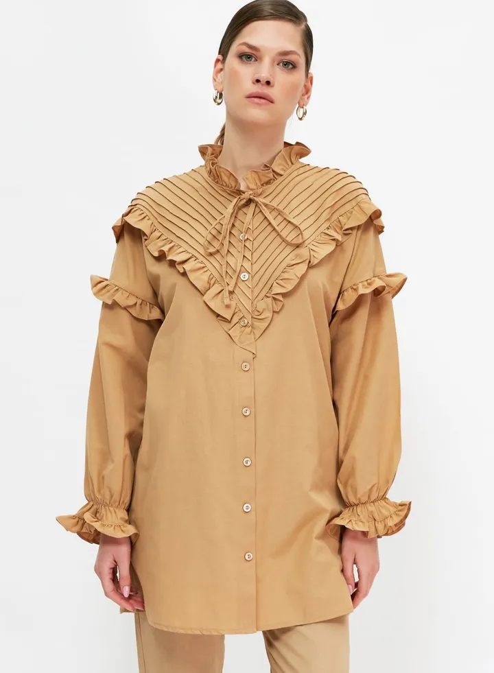High Neck Button Down Shirt