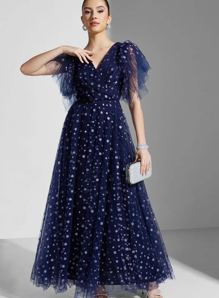 Hadia Ghaleb Shimmer Tulle Gown