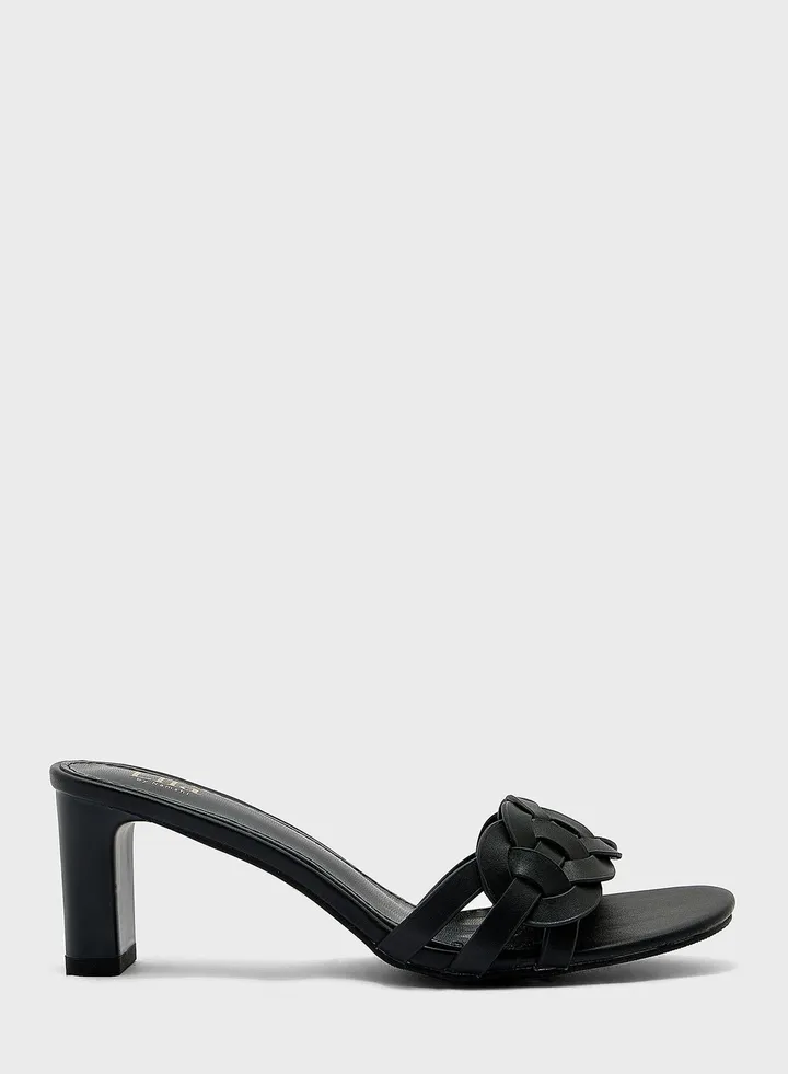 Woven Circle Detail Mule Sandal