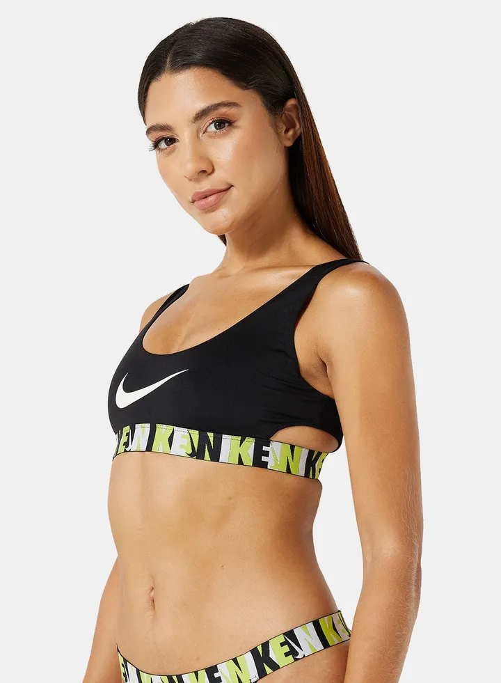 Logo Tape Scoop Neck Bikini Top