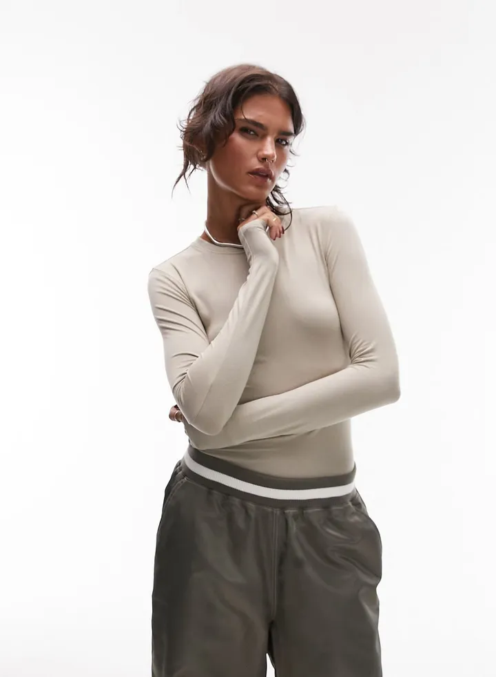 Crew Neck High Leg Bodysuit